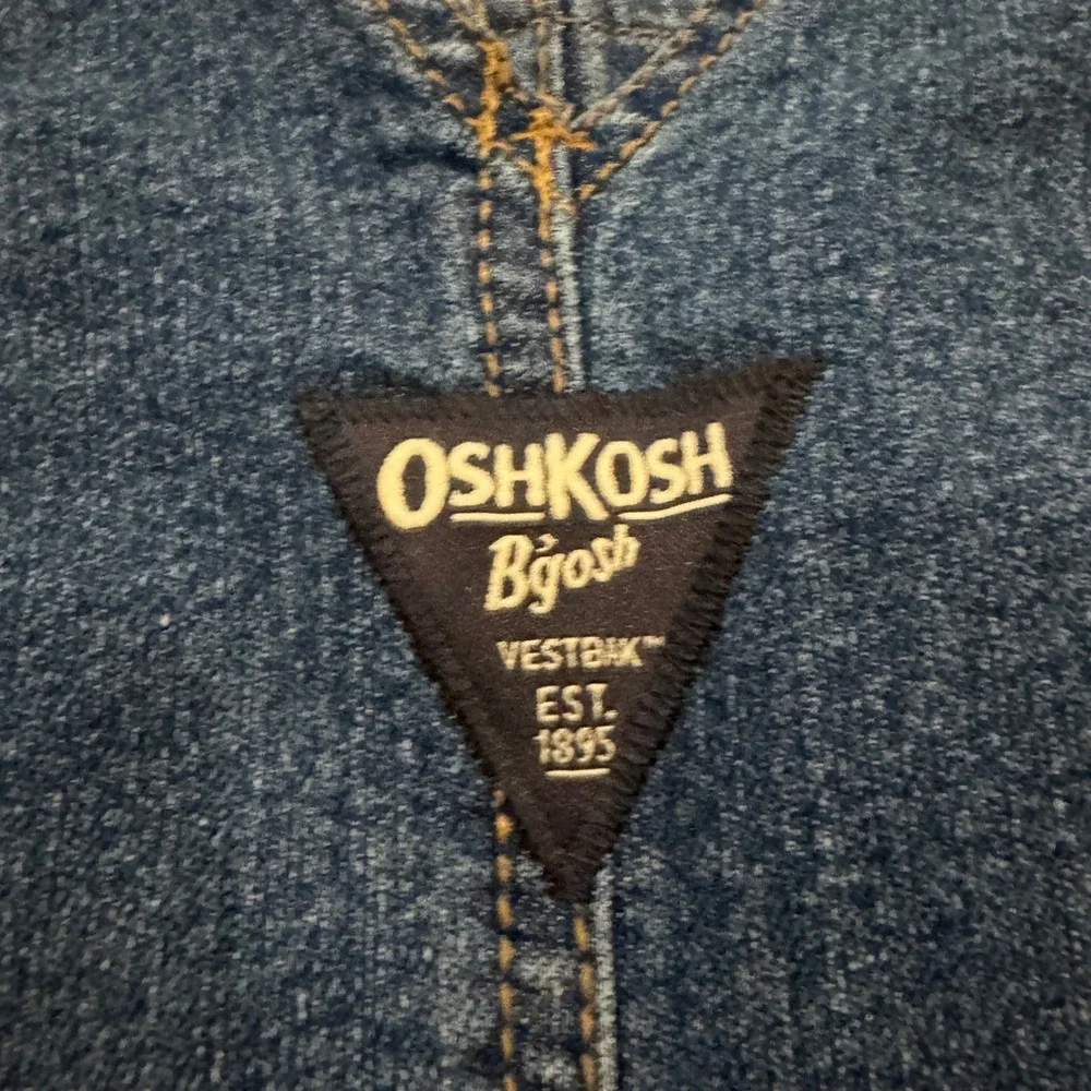 OshKosh B'gosh Kids Denim Overalls Medium Wash Striped Straps 4T